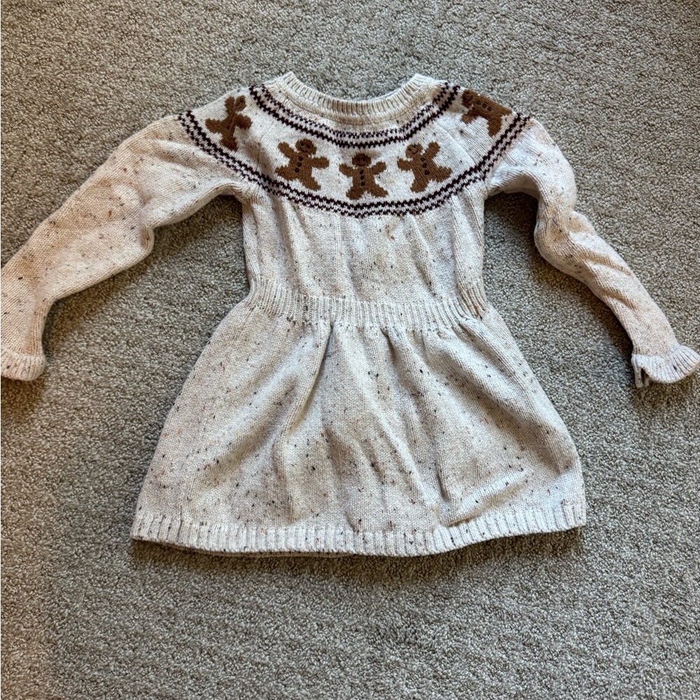 Cozy Cream and Brown Knit Dress for Kids